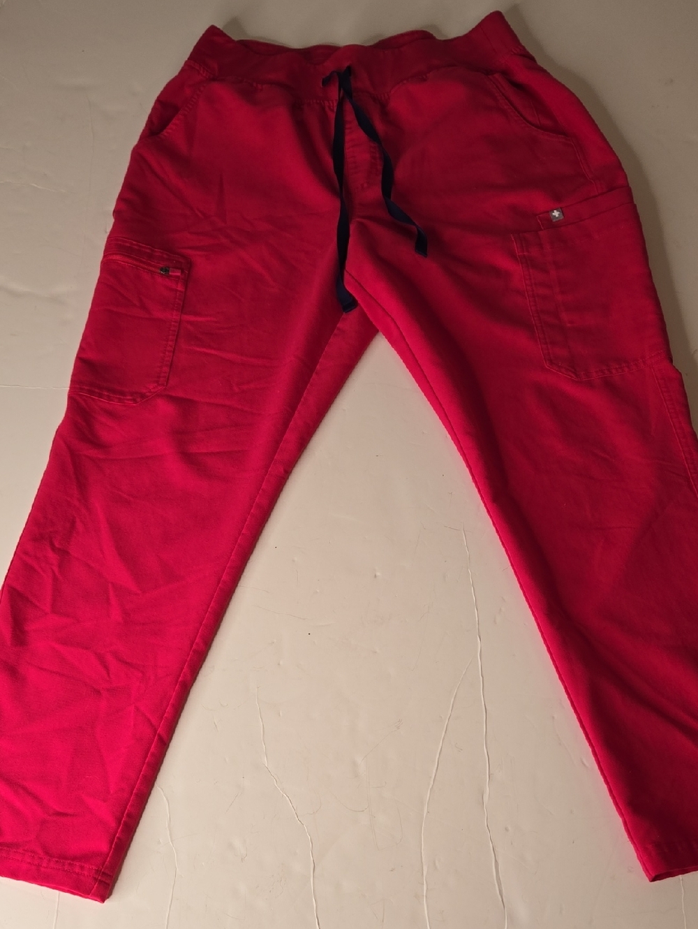 FIGS Hot Pink Scrub Pants with Blue Drawstring